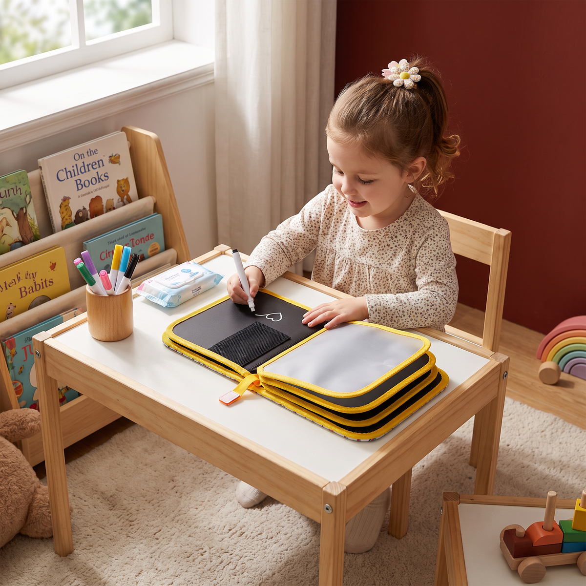 Portable reusable drawing book for children