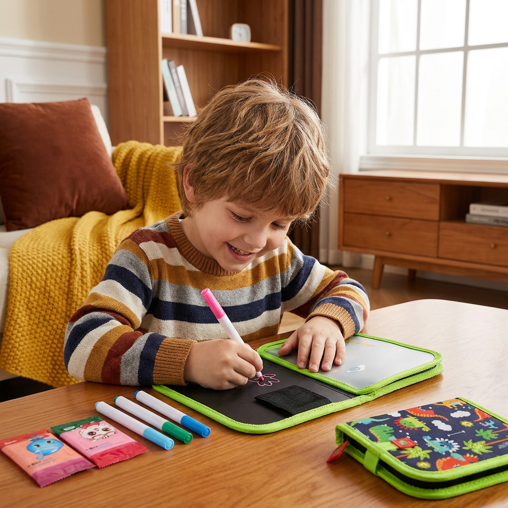 Portable reusable drawing book for children