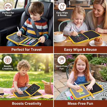 Portable reusable drawing book for children