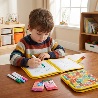 Portable reusable drawing book for children