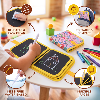 Portable reusable drawing book for children