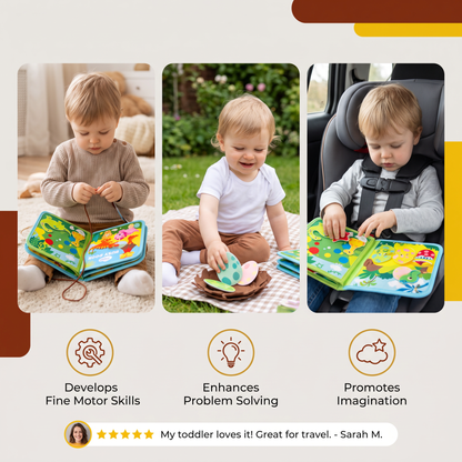 8-in-1 Montessori Dinosaur Busy Board Activity Book for Toddlers