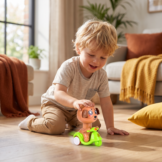 Press & Go Animal Motorcycle Toy – Cute Hide-and-Seek Character Car