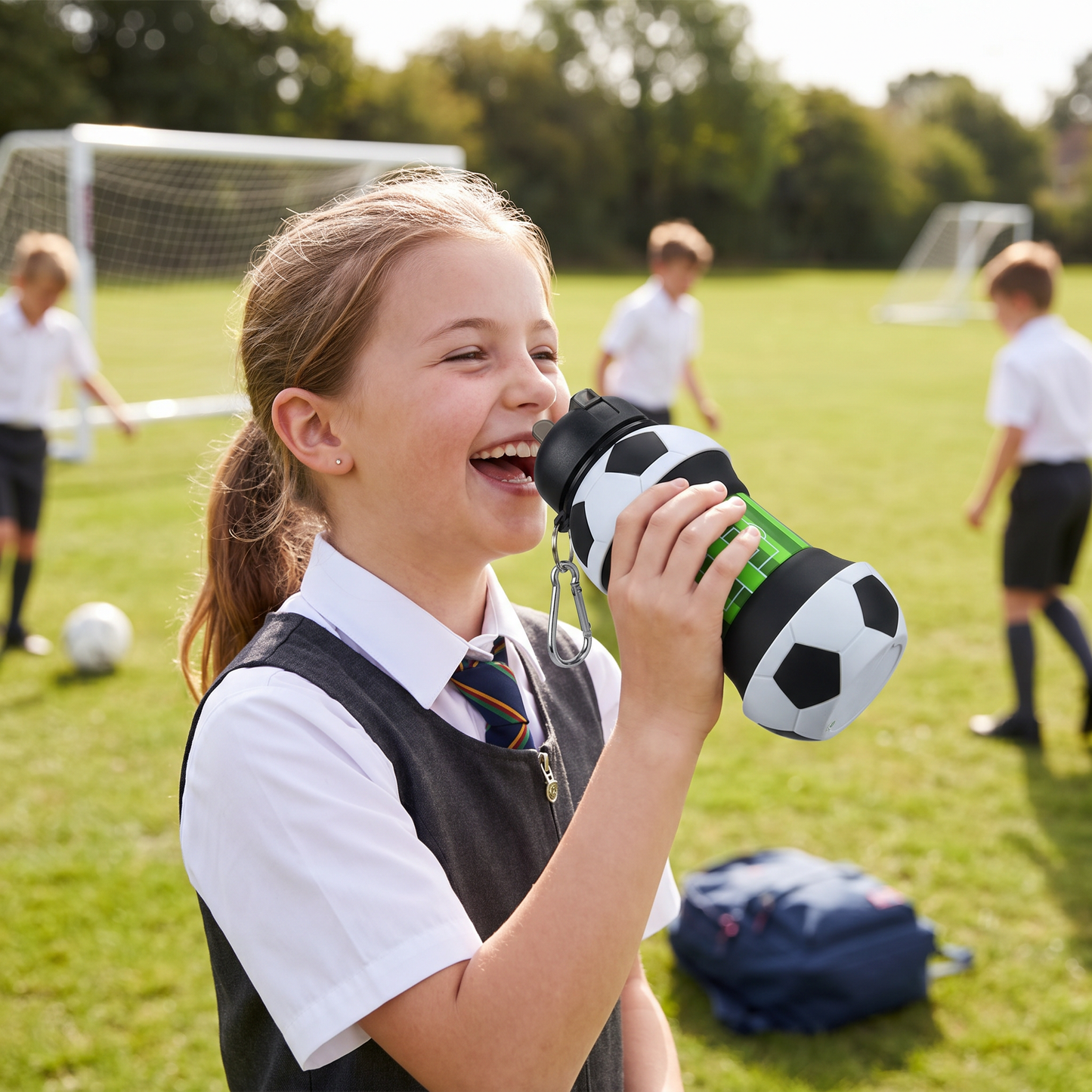 Foldable & Durable Silicone Football Water Bottle
