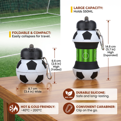Foldable & Durable Silicone Football Water Bottle