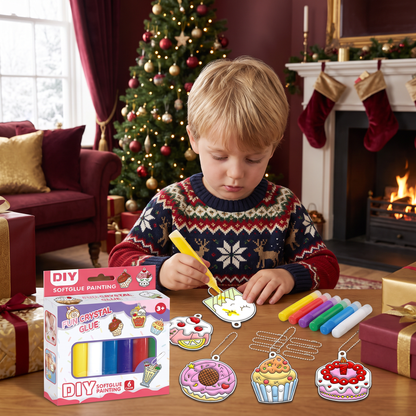 DIY Christmas No-Bake Glue Painting Ornament Craft Kit for Kids