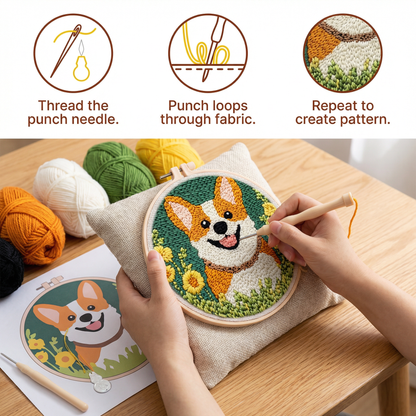 Punch Needle Embroidery Starter Kit – Beginner DIY Set with Beautiful Patterns