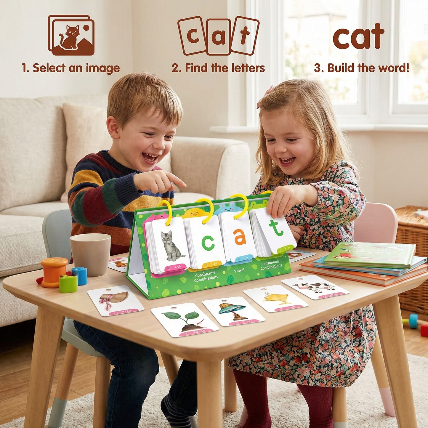 Learning Card Set for Kids – Flashcards for Word Building & Language Development