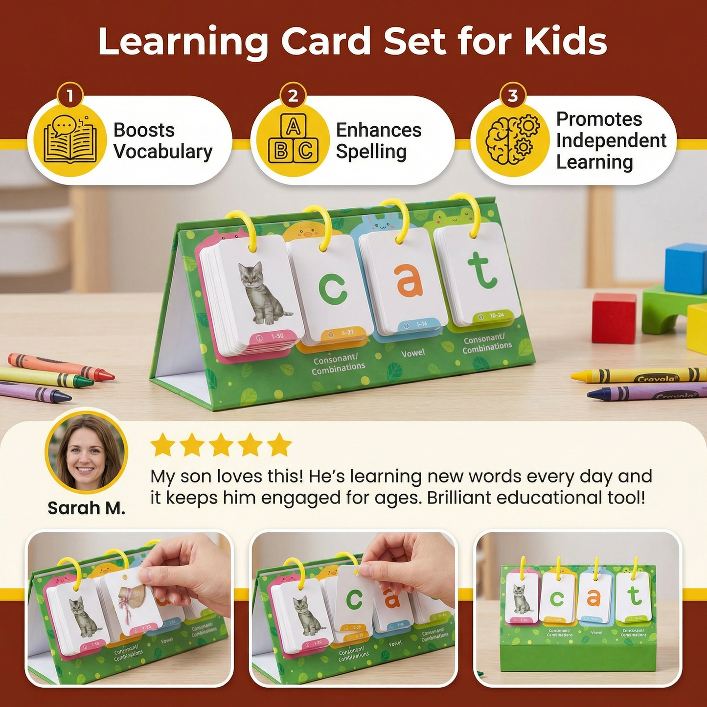 Learning Card Set for Kids – Flashcards for Word Building & Language Development