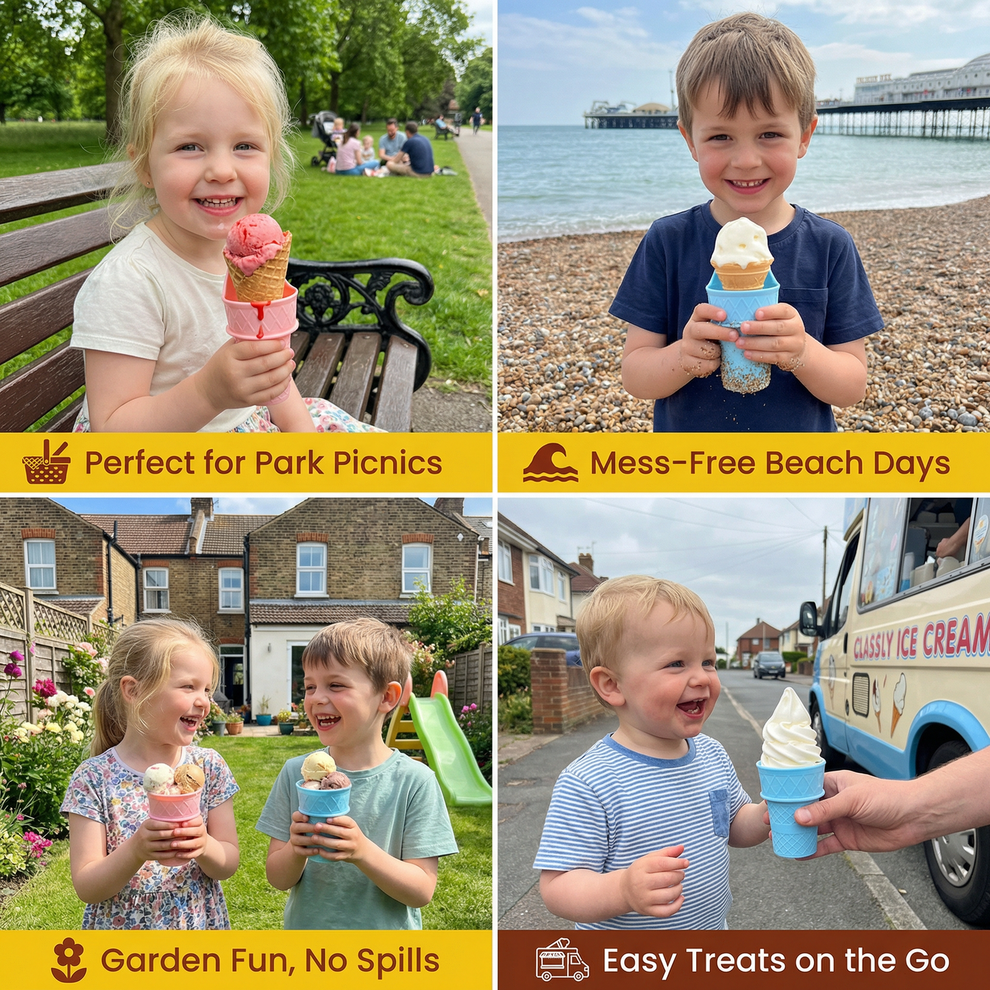2-Pack Ice Cream Cone Holder for Kids – No-Mess Ice Cream Cup