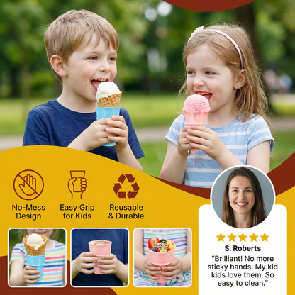 2-Pack Ice Cream Cone Holder for Kids – No-Mess Ice Cream Cup
