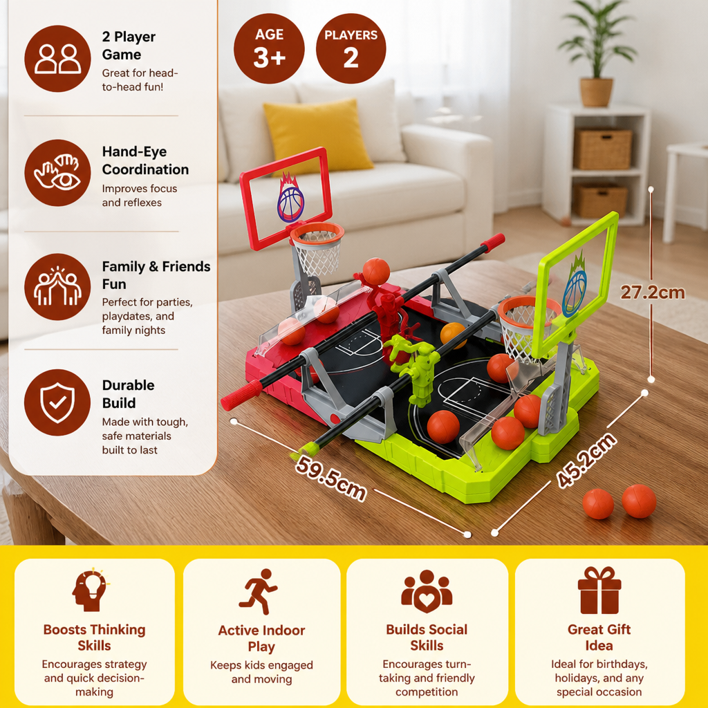 Mini Basketball Battle Game – 2-Player Tabletop Hoops Challenge
