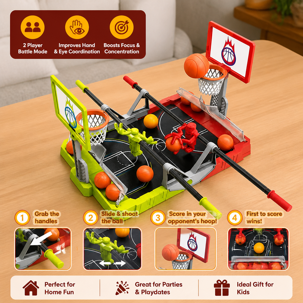 Mini Basketball Battle Game – 2-Player Tabletop Hoops Challenge