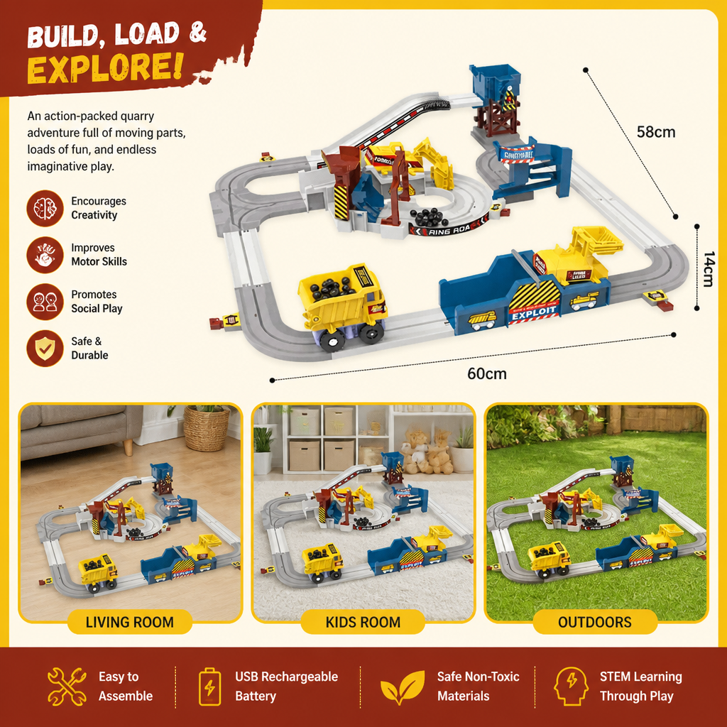Interactive Electric Quarry Adventure Train Set