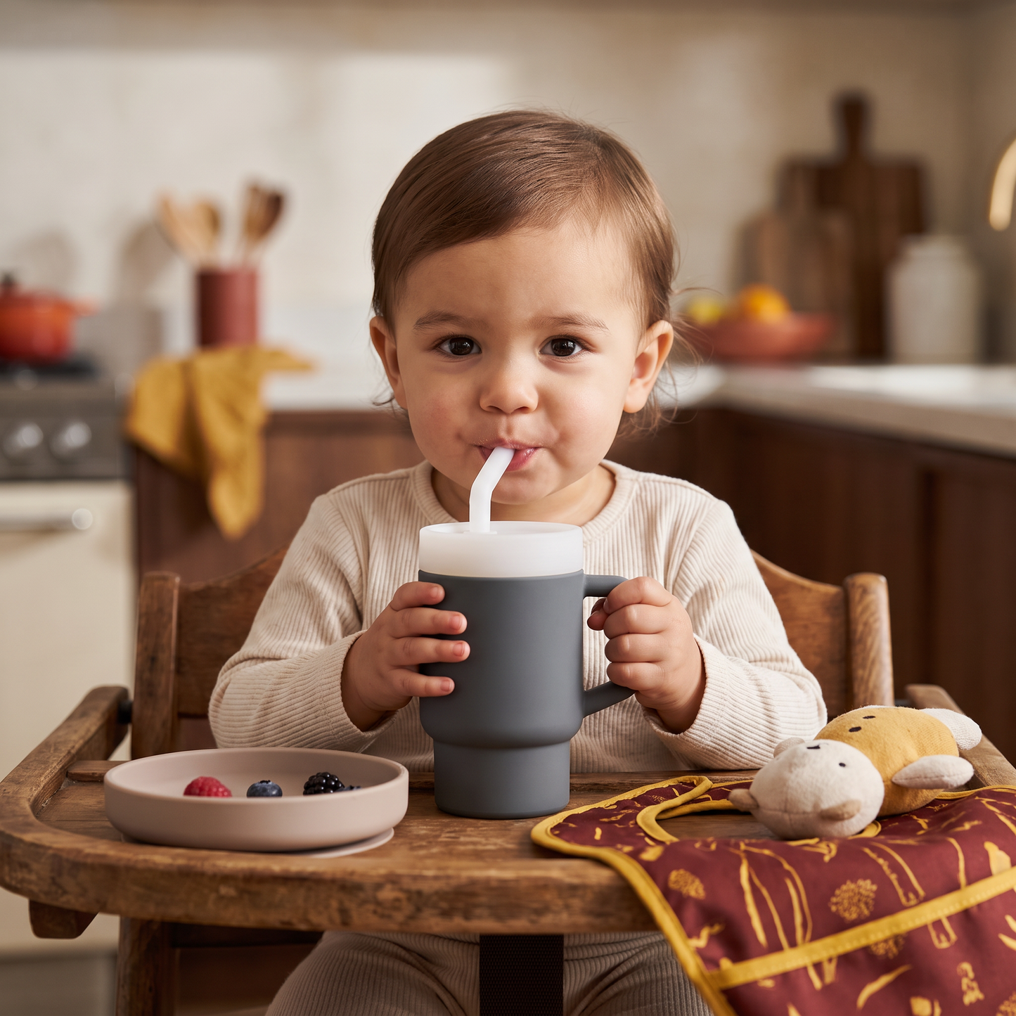 Leakproof Silicone Toddler Straw Cup