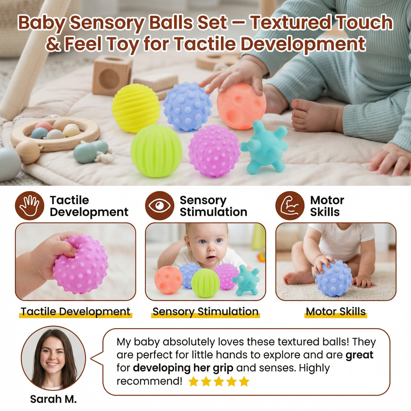 Baby Sensory Balls Set – Textured Touch & Feel Toy for Tactile Development