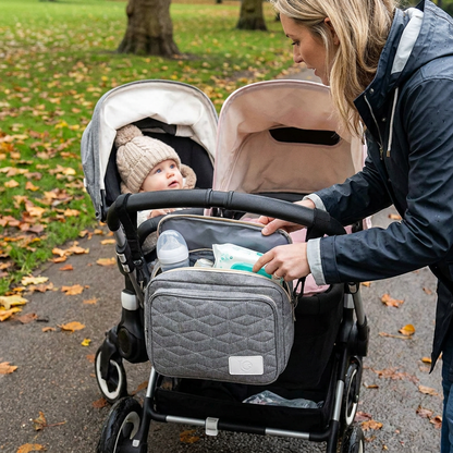 3in1 Stroller Organizer Bag – Waterproof Diaper Caddy with Insulated Pockets