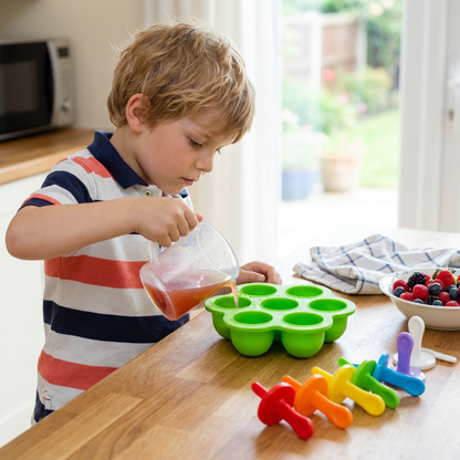 7-Piece Silicone Popsicle Mold – Reusable Ice Pop Maker for Kids