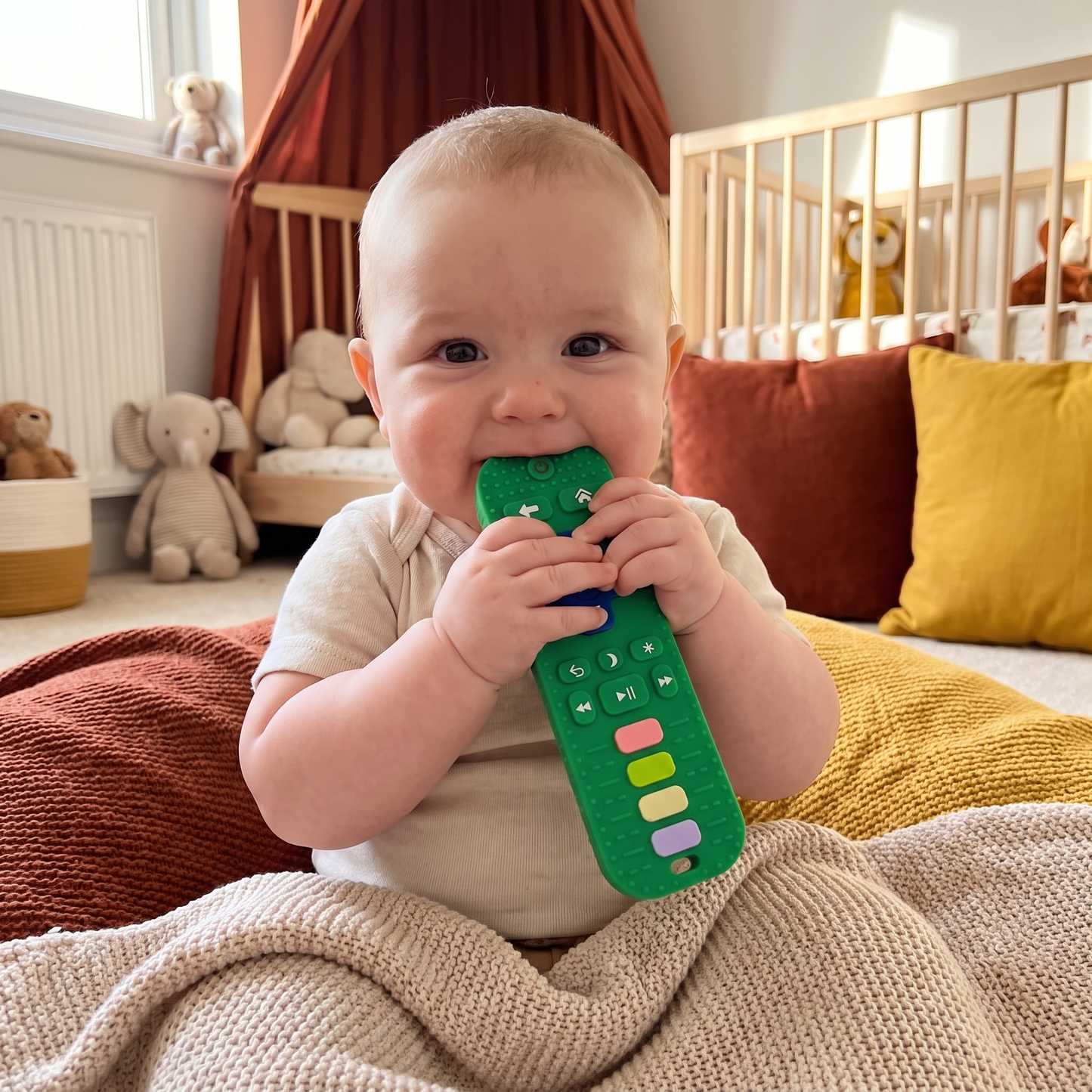 Silicone Remote Control Baby Teether – BPA-Free Sensory Chew Toy