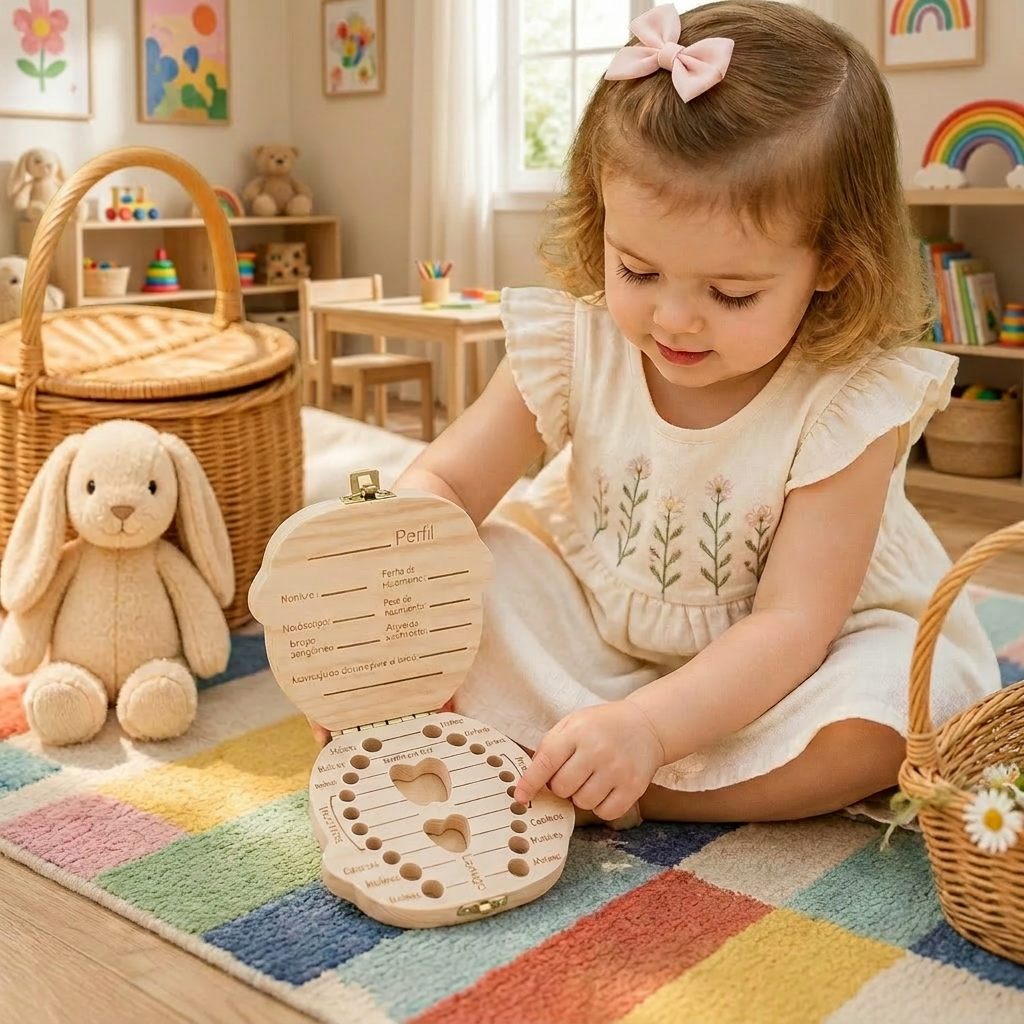 Wooden Baby Tooth Box – Kids Milk Teeth Storage & Keepsake Organizer