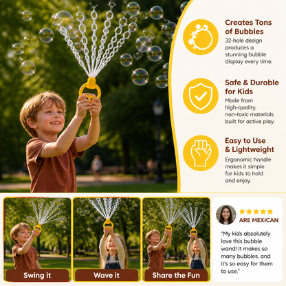 32-Hole Bubble Wand – Giant Bubble Maker for Kids