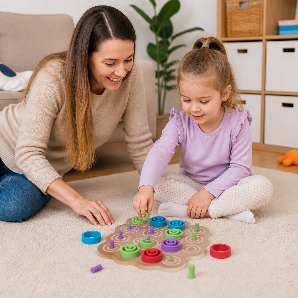Early Educational 3-Level Wooden Tic-Tac-Toe Strategy Game