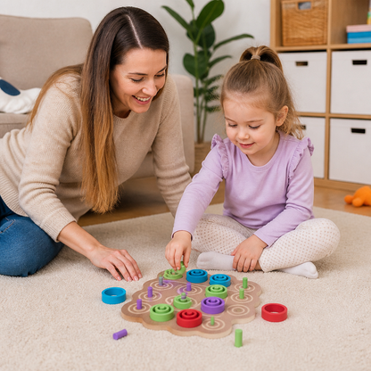 Early Educational 3-Level Wooden Tic-Tac-Toe Strategy Game