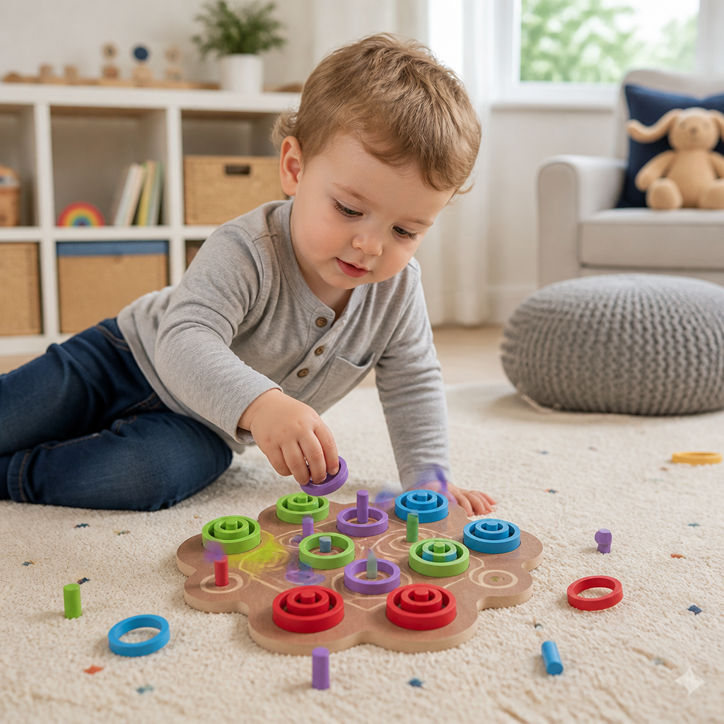 Early Educational 3-Level Wooden Tic-Tac-Toe Strategy Game