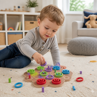 Early Educational 3-Level Wooden Tic-Tac-Toe Strategy Game