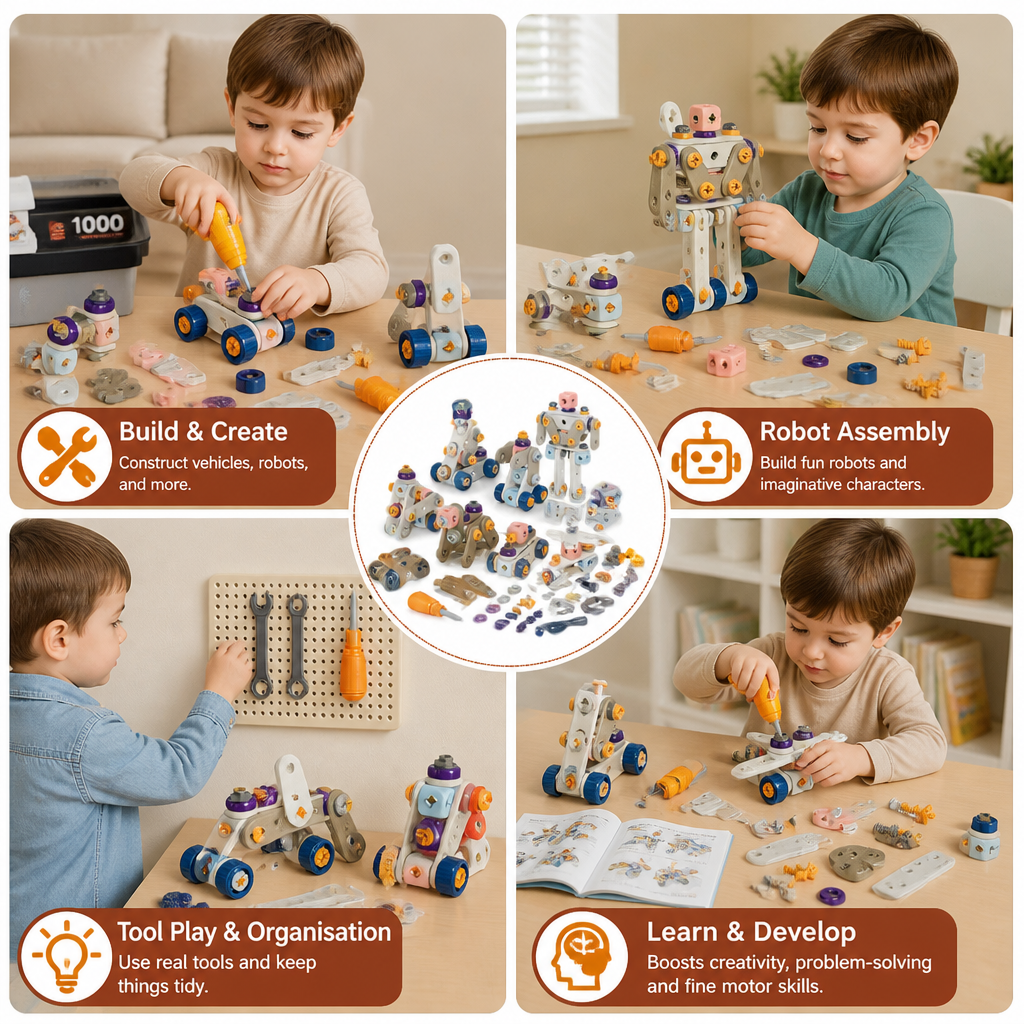 Kids’ DIY Tool Kit with Electric Drill – STEM Building Playset
