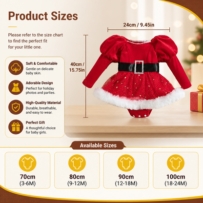 Baby Girl’s My First Christmas Long-Sleeve Romper Dress