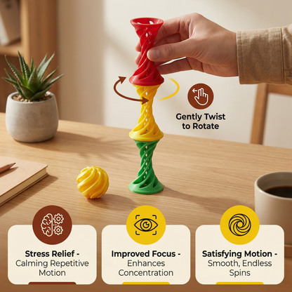 3D Printed Spiral Fidget Toy – Satisfying Rotating Desk Toy for Stress Relief & Focus