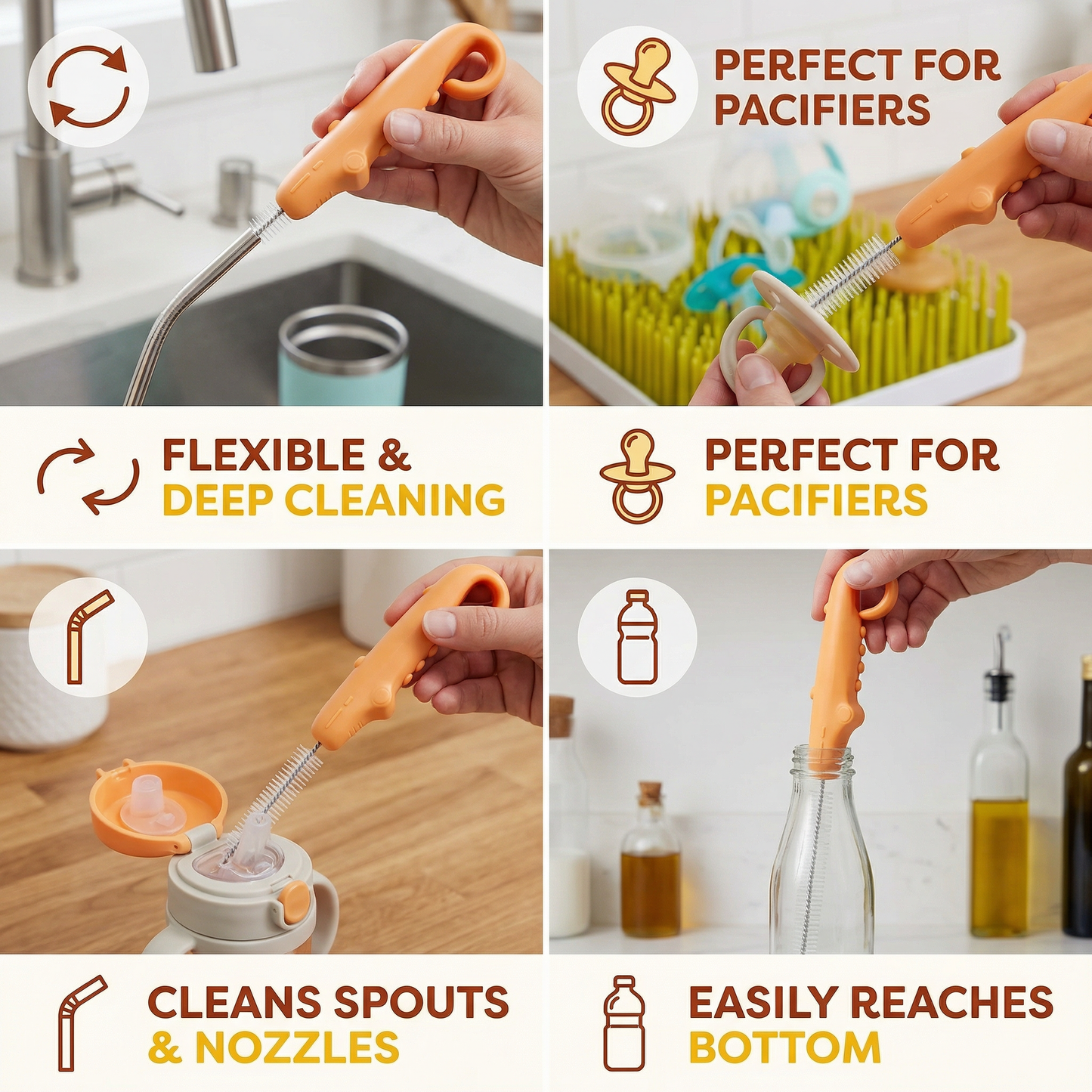 Flexible Straw Cleaning Brush – Long Tube Cleaner for Bottles, Pacifiers & Drinking Cups