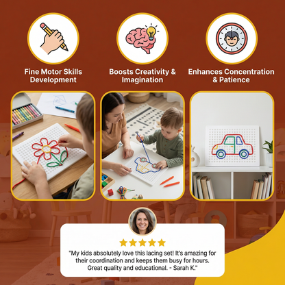 Lacing Board Toy with Lace – Creative Threading Game for Kids' Motor Skill Development