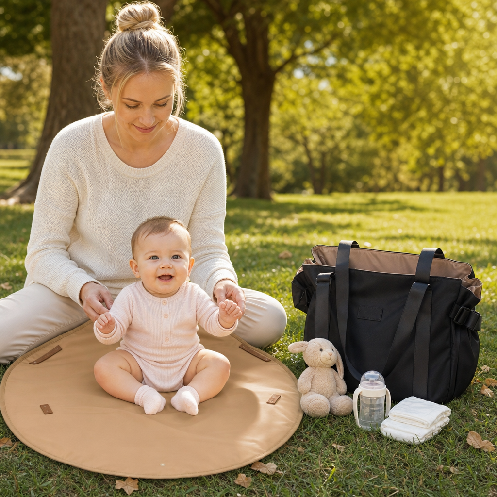 2-in-1 Folding Diaper Bag & Changing Mat – Lightweight & Spacious Travel Tote for Moms