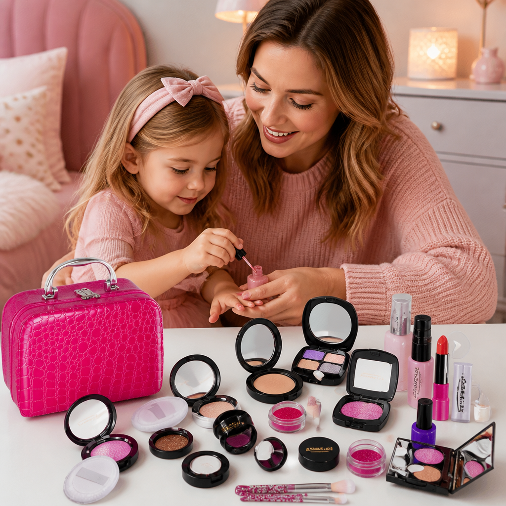 Make-up Play Set for Girls – Safe Kids Cosmetic Set with Practical Bag