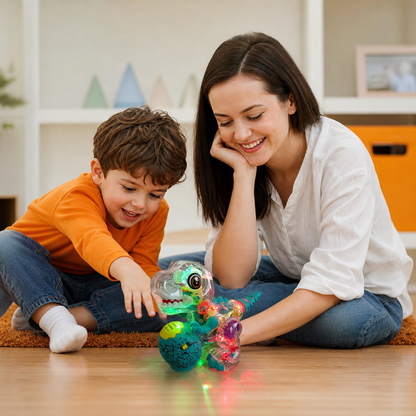 Interactive Light-Up Gear Dinosaur Toy with Music & Walking Action