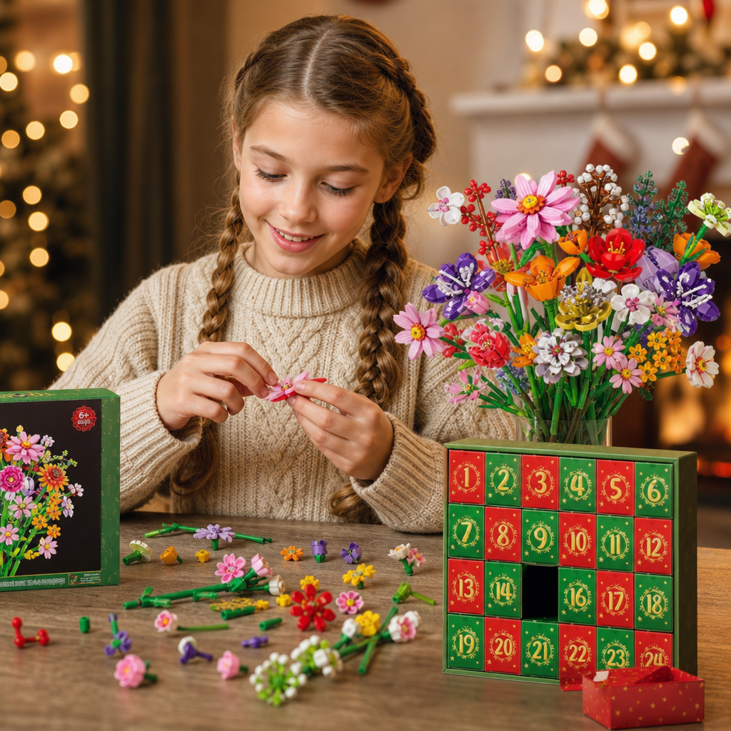 Christmas Building Block Flower Bouquet Advent Calendar