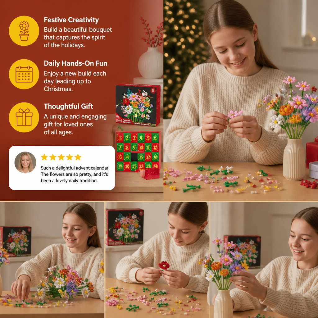 Christmas Building Block Flower Bouquet Advent Calendar