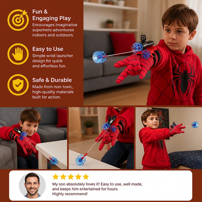 Superhero Web Launcher Glove Set – Wrist String Shooter with Suction Darts