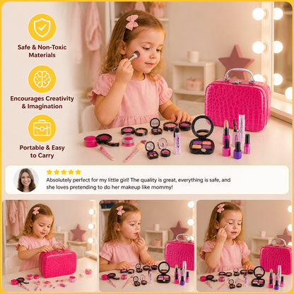 Make-up Play Set for Girls – Safe Kids Cosmetic Set with Practical Bag