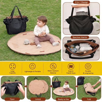 2-in-1 Folding Diaper Bag & Changing Mat – Lightweight & Spacious Travel Tote for Moms