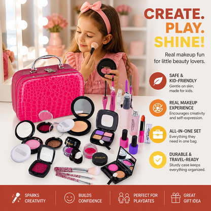 Make-up Play Set for Girls – Safe Kids Cosmetic Set with Practical Bag