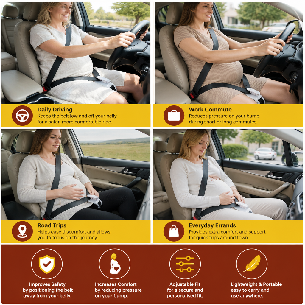 Car Travel Maternity Belly Support Strap – Adjustable & Comfortable Pregnancy Support