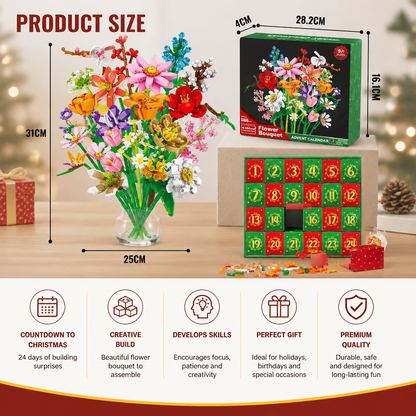Christmas Building Block Flower Bouquet Advent Calendar