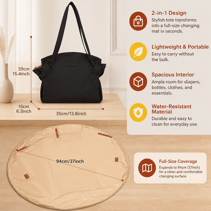 2-in-1 Folding Diaper Bag & Changing Mat – Lightweight & Spacious Travel Tote for Moms