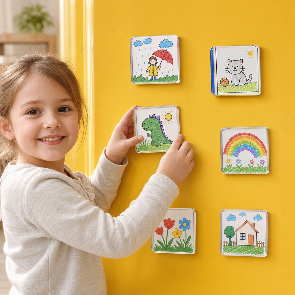 Clear Acrylic Magnetic Photo Frames with Adhesive Backing