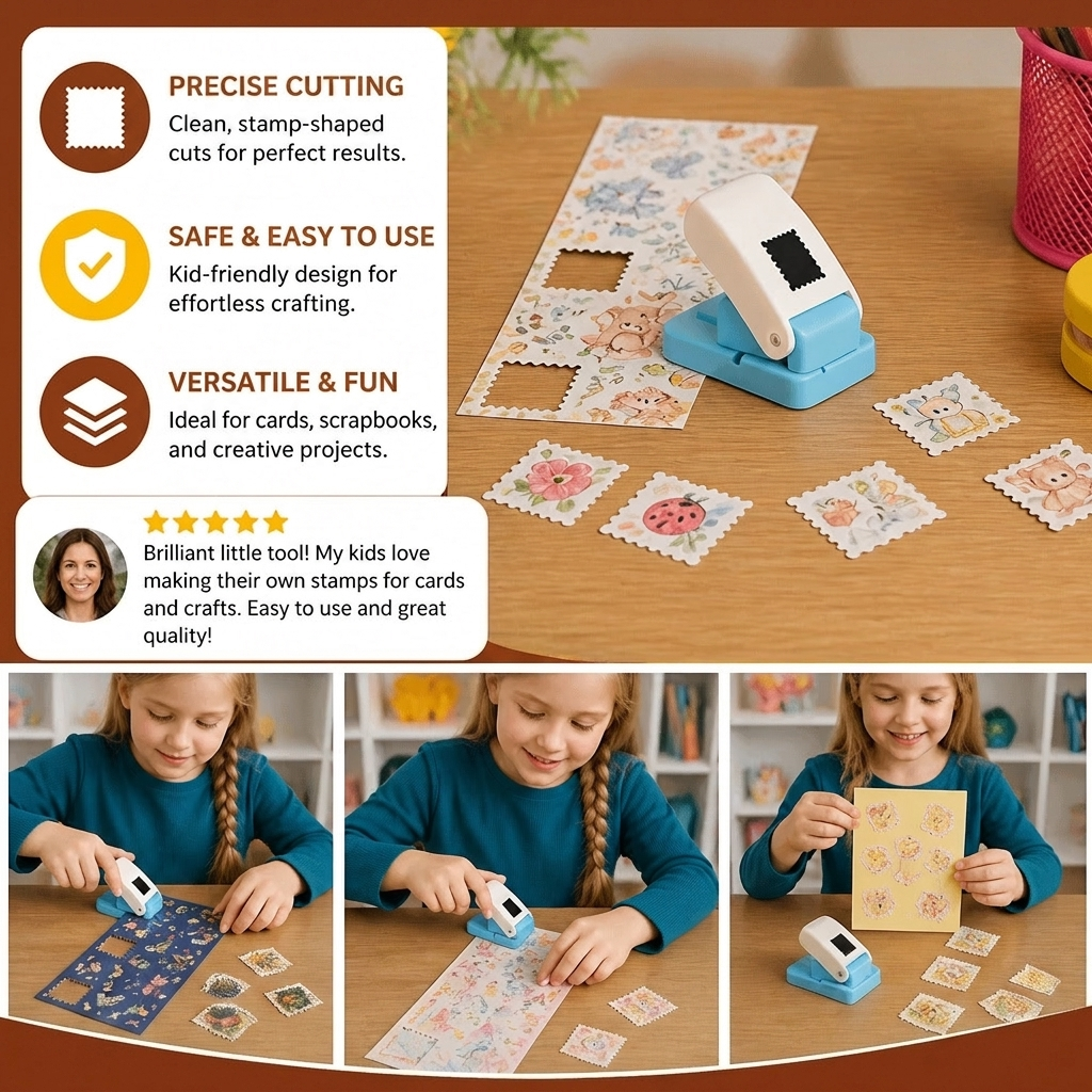 DIY Postage Stamp Paper Punch for Kids’ Arts & Crafts