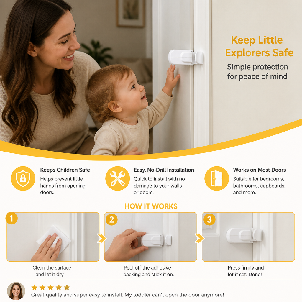 No-Drill Child Safety Door Lock