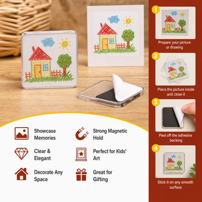 Clear Acrylic Magnetic Photo Frames with Adhesive Backing